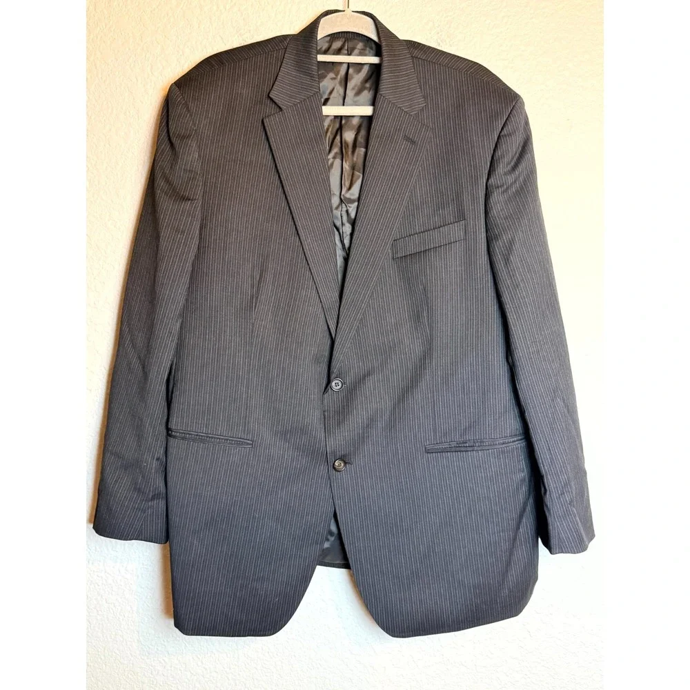 Lauren Ralph Lauren Jacket Men 46R Black Wool Striped Utility Press Low Moisture